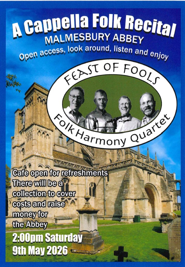 A Cappella Folk Recital at Malmesbury Abbey with Feast of Fools Folk Harmony Quartet